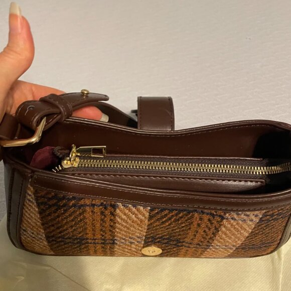 Neiman Marcus Houndstooth Fall Color Plaid Striped Handbag - Picture 5 of 8